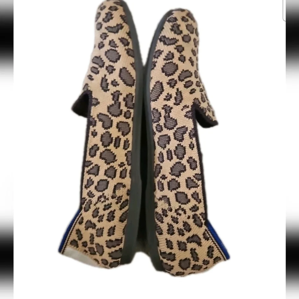 Rothy's Kids Leopard Slip-On Flats with Blue Trim